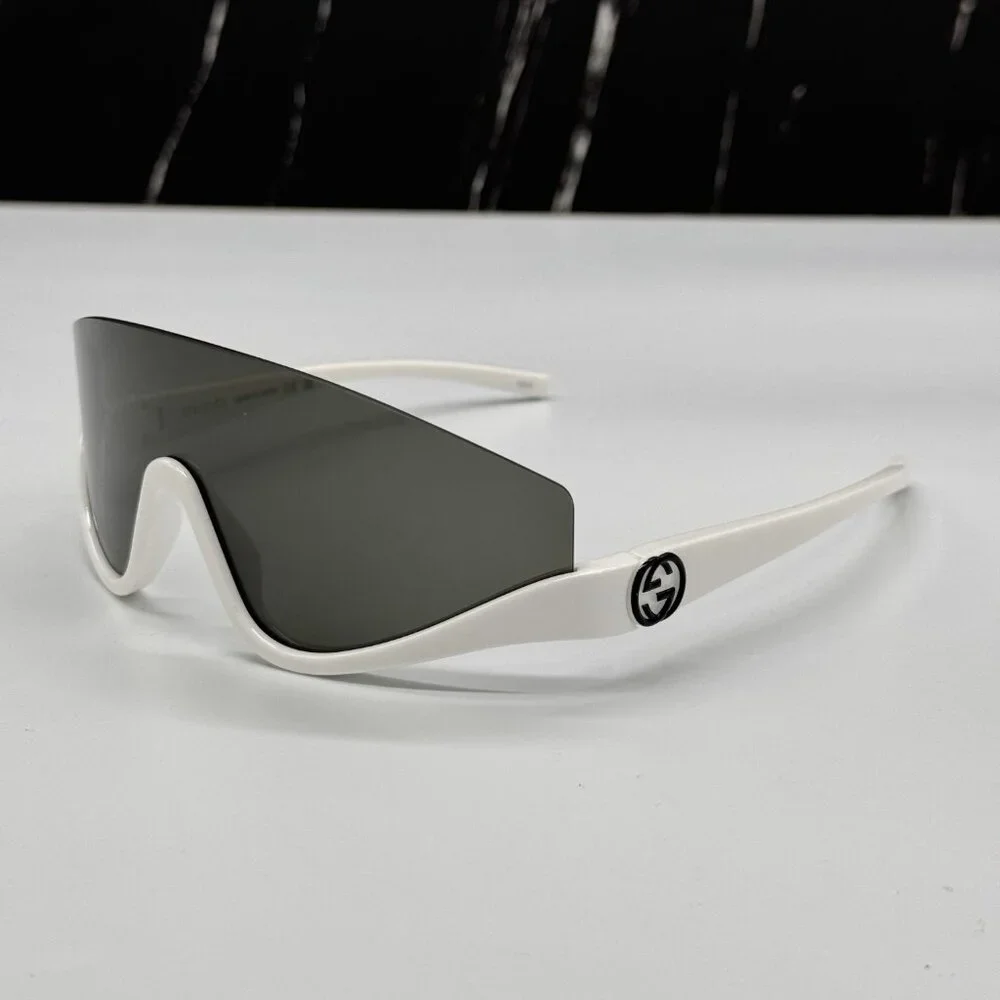 NEW GG1650S 007 UNISEX SHIELD SUNGLASSES, GRAY WHITE MASK EYEWEAR GUCCI